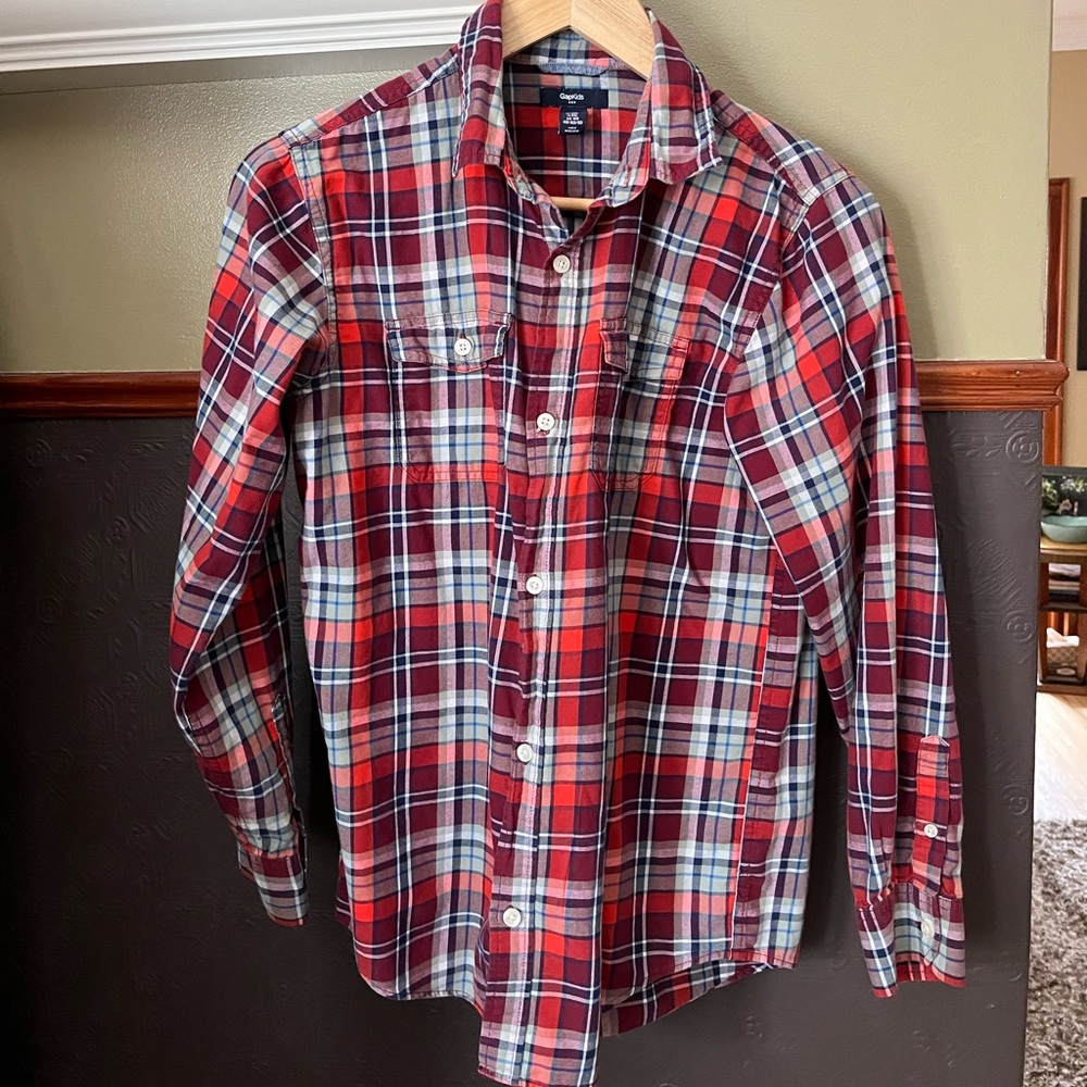 GAP Kids Plaid XXL Long-sleeve plaid shirt, EUC